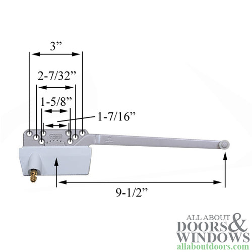 Truth 9-1/2 Single Arm Operator, Offset Arm - White, Right Hand - Truth 9-1/2 Single Arm Operator, Offset Arm - White, Right Hand