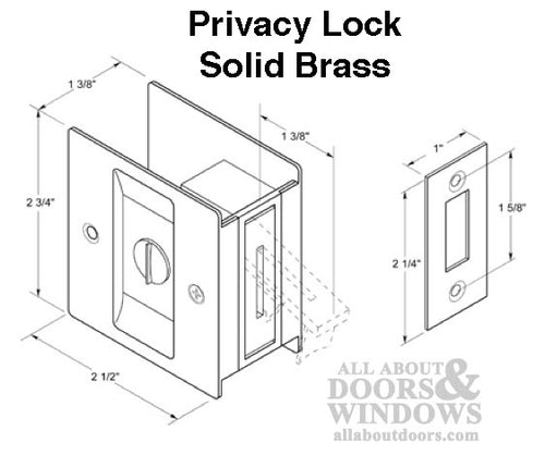 Pocket Door Pull, Privacy 2-1/2 x 2-3/4 - Choose Finish - Pocket Door Pull, Privacy 2-1/2 x 2-3/4 - Choose Finish