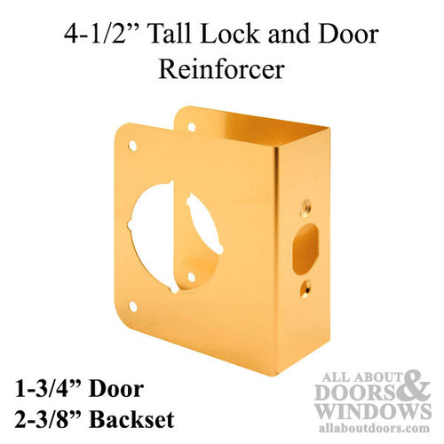 4-1/2 Inch Tall Door Reinforcer - Polished Brass - 4-1/2 Inch Tall Door Reinforcer - Polished Brass