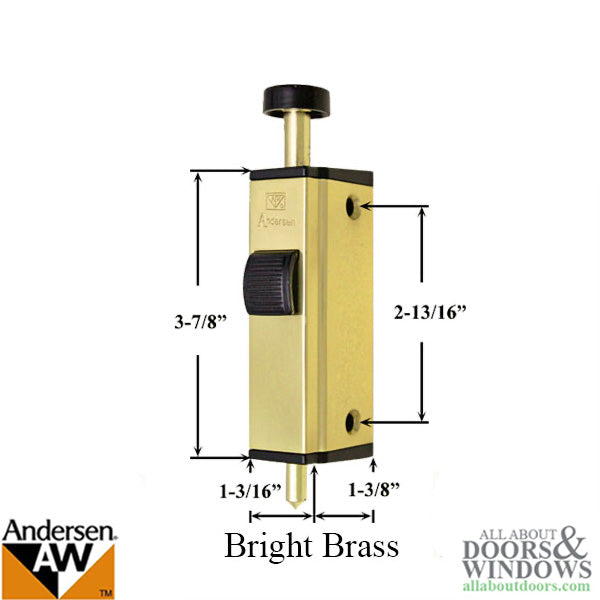 Andersen Auxiliary Foot Bolt Lock for Frenchwood Sliding Door Bright Brass - Andersen Auxiliary Foot Bolt Lock for Frenchwood Sliding Door Bright Brass