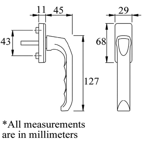 London Non-Locking Handle for Tilt & Turn Windows - Made of Aluminum - Titan - London Non-Locking Handle for Tilt & Turn Windows - Made of Aluminum - Titan