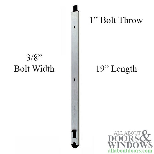 19" Magnum Flush Slide Bolt, 3/8" Profile, 3/8" Wide Tip