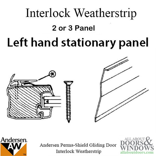 Interlock Weatherstrip, 2 or 3 Panel, LH, Stationary Panel