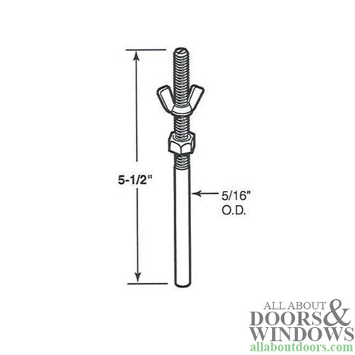 Pivot Rod, 5/16 inch, Bottom, Threaded,  Metal bi-fold Door - Pivot Rod, 5/16 inch, Bottom, Threaded,  Metal bi-fold Door
