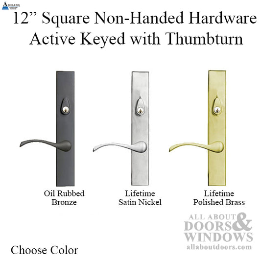 Expressions 12 Inch Square Non-Handed Active Keyed Hardware, Choose Color