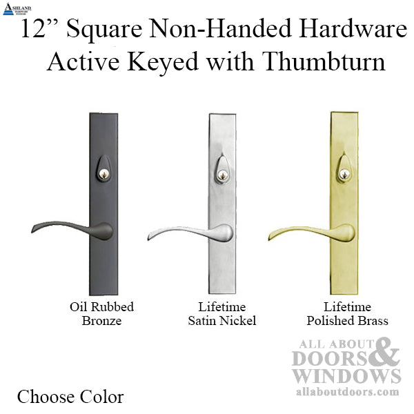 Expressions 12 Inch Square Non-Handed Active Keyed Hardware, Choose Color - Expressions 12 Inch Square Non-Handed Active Keyed Hardware, Choose Color