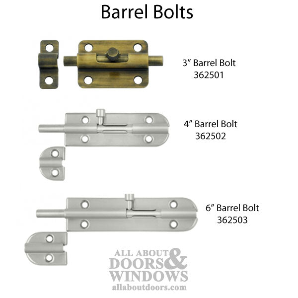 3'' Barrel Bolt, Solid Brass - Choose Finish - 3'' Barrel Bolt, Solid Brass - Choose Finish