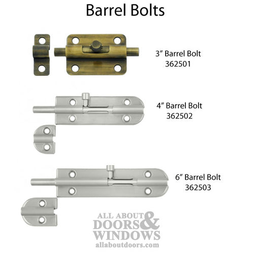 3'' Barrel Bolt, Solid Brass - Choose Finish - 3'' Barrel Bolt, Solid Brass - Choose Finish