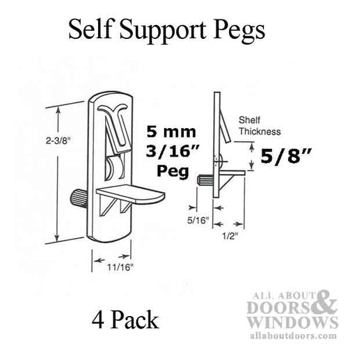 Peg - Shelf Support - 5mm Peg - 5/8 In Shelf - clear - Peg - Shelf Support - 5mm Peg - 5/8 In Shelf - clear