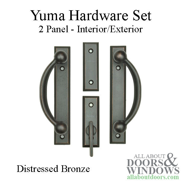 Andersen Frenchwood Gliding Door Trim Hardware, Yuma, 2 Panel Interior and Exterior  - Distressed Bronze - Andersen Frenchwood Gliding Door Trim Hardware, Yuma, 2 Panel Interior and Exterior  - Distressed Bronze