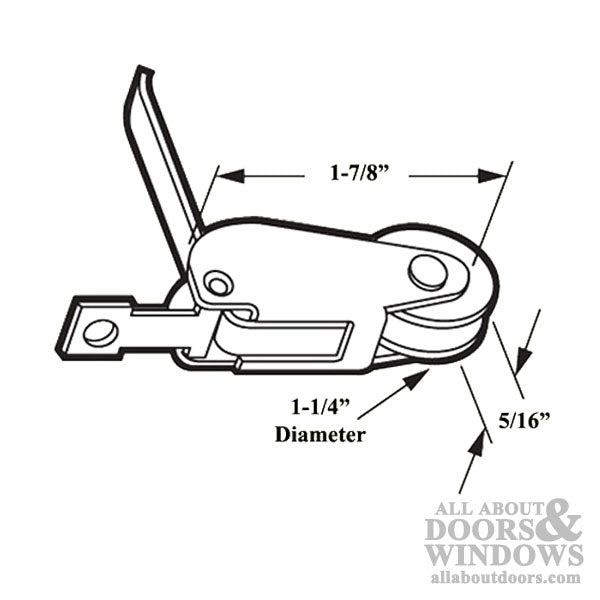 Straight Spring Tension Roller Assembly with 1-1/4 Inch Nylon Wheel for Sliding Screen Door - Straight Spring Tension Roller Assembly with 1-1/4 Inch Nylon Wheel for Sliding Screen Door