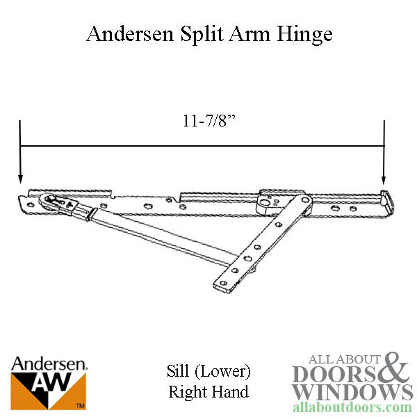 Andersen Casement Right-Hand Corrosion Resistant Split-Arm Sill Hinge - Andersen Casement Right-Hand Corrosion Resistant Split-Arm Sill Hinge