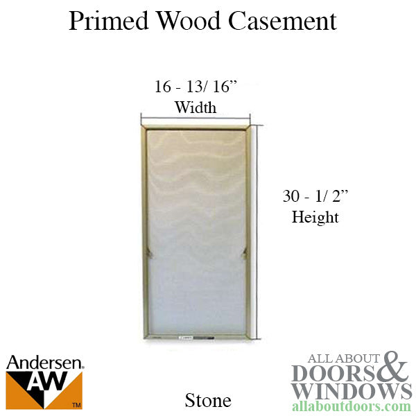 Window Screen, Primed Casement, N30 16 13/16 x 30 1/2 - Stone - Window Screen, Primed Casement, N30 16 13/16 x 30 1/2 - Stone