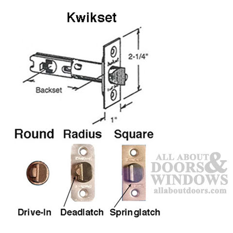 Kwikset Deadlatch, Adjustable 2-3/8 & 2-3/4 - Brass Face - Kwikset Deadlatch, Adjustable 2-3/8 & 2-3/4 - Brass Face