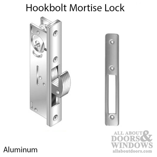 Hookbolt Mortise Lock 1-1/8 In Backset, w/ Faceplate - Aluminum