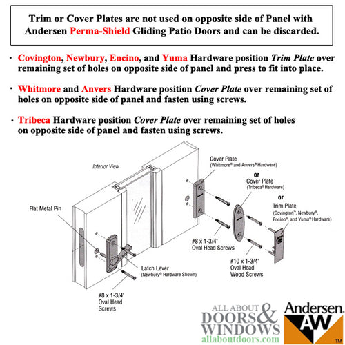 Andersen Newbury 2 Panel Gliding Door Hardware Set Polished Chrome - Andersen Newbury 2 Panel Gliding Door Hardware Set Polished Chrome