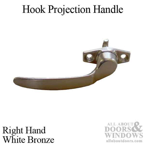 Project-In handle, 1-3/8 screw holes, 1/2” Hook Projection, Right Hand - White Bronze - Project-In handle, 1-3/8 screw holes, 1/2” Hook Projection, Right Hand - White Bronze