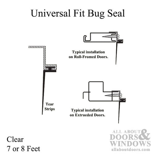 Universal Fit Bug Seal for Sliding Screen Door - 7 or 8 Feet, Clear - Universal Fit Bug Seal for Sliding Screen Door - 7 or 8 Feet, Clear