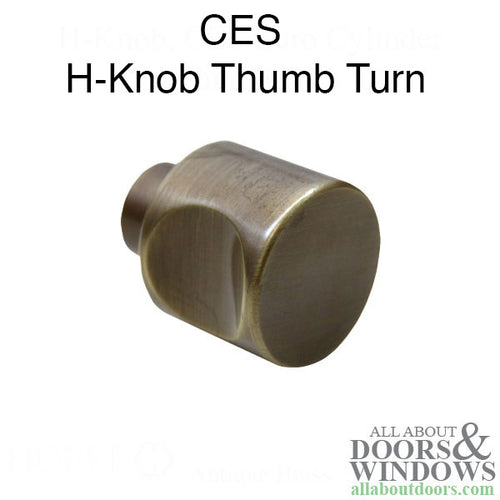 H-Knob, CES Euro Cylinder Thumbturn - Antique Brass - H-Knob, CES Euro Cylinder Thumbturn - Antique Brass