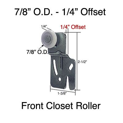 Acme 8901 Front Closet Roller 7/8 Inch Wheel 1/4 Inch Offset - Acme 8901 Front Closet Roller 7/8 Inch Wheel 1/4 Inch Offset