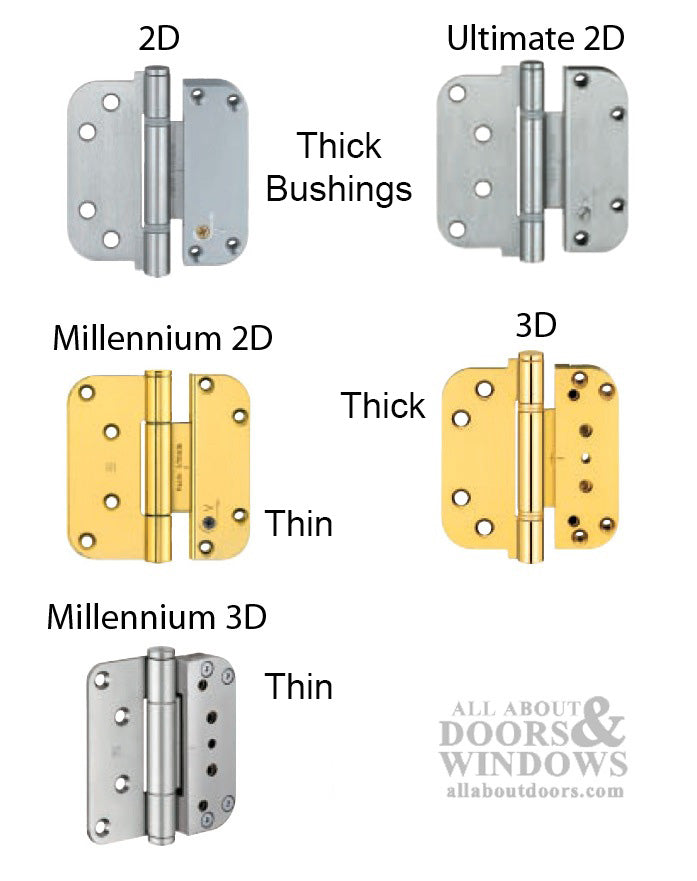 Ultimate 2D Adjustable Hinge, 3-5/8 x 4  Guide (H), NRP Outswing  doors - KTL Plated Brass - Ultimate 2D Adjustable Hinge, 3-5/8 x 4  Guide (H), NRP Outswing  doors - KTL Plated Brass