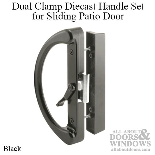 Handle Set - Sliding Patio Door, Diecast - Dual Claps - Black