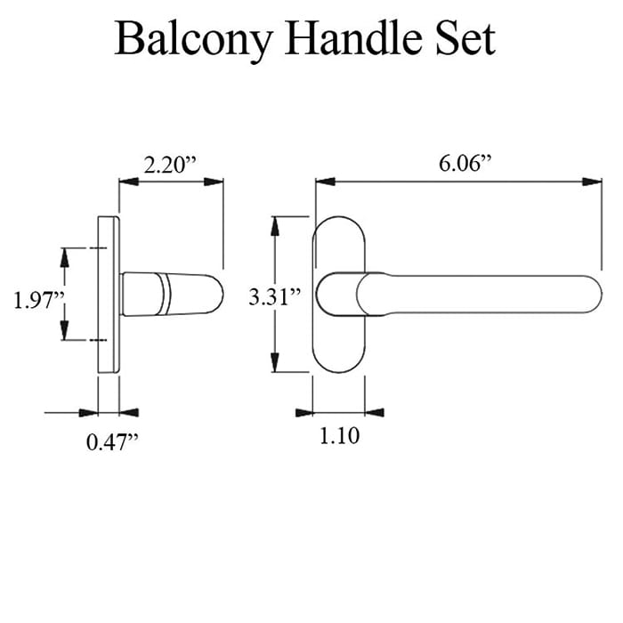 Hoppe Balcony Handle Set, Aluminum - Silver - Hoppe Balcony Handle Set, Aluminum - Silver