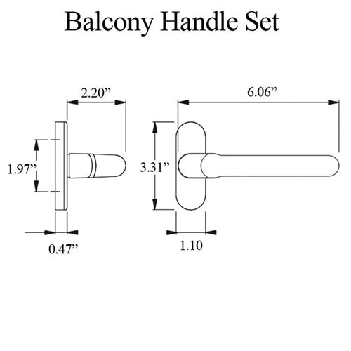 Hoppe Balcony Handle Set, Aluminum - Silver - Hoppe Balcony Handle Set, Aluminum - Silver