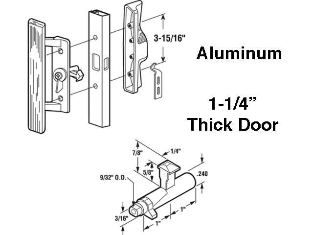 Sliding Patio Door Handle With Wood Handle 3 15/16 Inch Hole Center Aluminum Handleset - Sliding Patio Door Handle With Wood Handle 3 15/16 Inch Hole Center Aluminum Handleset