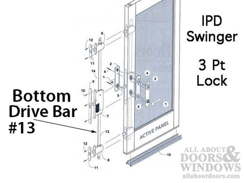 Auxillary Locking Module Drive Bar / Rod, IPD Door - Bottom - Auxillary Locking Module Drive Bar / Rod, IPD Door - Bottom