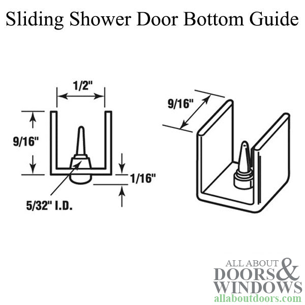 Guide, Sliding Shower Door Bottom -Shower Door - Guide, Sliding Shower Door Bottom -Shower Door