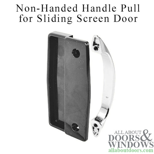 Non-Handed Pull for Sliding Screen Door - Black & Chrome