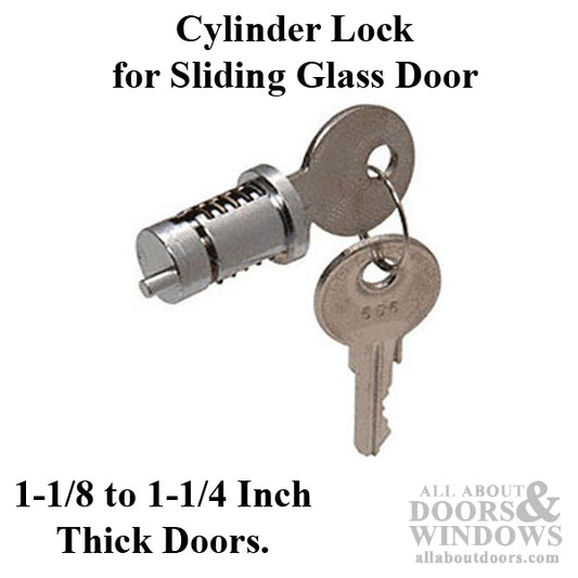 Sliding Door Keyed Cylinder Lock 1-1/8" to 1-1/4" Doors