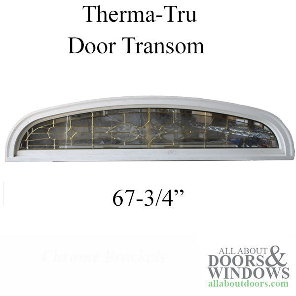 Door Transom Unit Size:  67-3/4 x 13-5/8 Leaded glass - Brass Caming - White - Door Transom Unit Size:  67-3/4 x 13-5/8 Leaded glass - Brass Caming - White