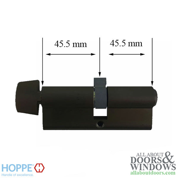 45.5/45.5 Euro profile full cylinder with 90° turn and D-knob - 45.5/45.5 Euro profile full cylinder with 90° turn and D-knob