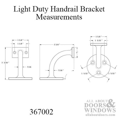 Light Duty Handrail Bracket, Solid Brass - Choose Color - Light Duty Handrail Bracket, Solid Brass - Choose Color