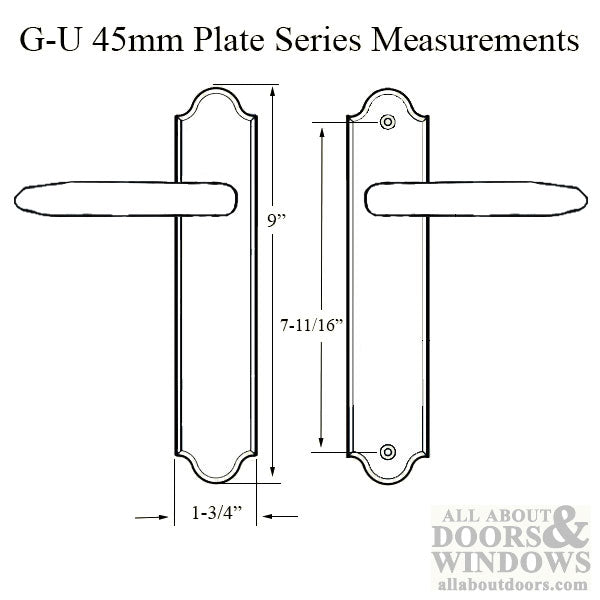 G-U Torino Handle and 45mm Plate Series, Zamac, Dummy, No Key, No Thumbturn (Handles DO NOT Move), Choose Color - G-U Torino Handle and 45mm Plate Series, Zamac, Dummy, No Key, No Thumbturn (Handles DO NOT Move), Choose Color