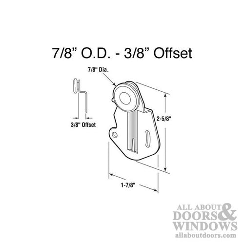 7/8 Wheel, 3/8 Offset; Johnson Hardware closet door roller - 7/8 Wheel, 3/8 Offset; Johnson Hardware closet door roller