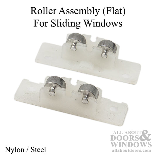 Roller Assembly (Flat) - Sliding Windows, Nylon / Steel