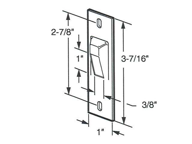 Strike, 3-7/16 inch Surface Mount for Sliding Glass Door - Strike, 3-7/16 inch Surface Mount for Sliding Glass Door