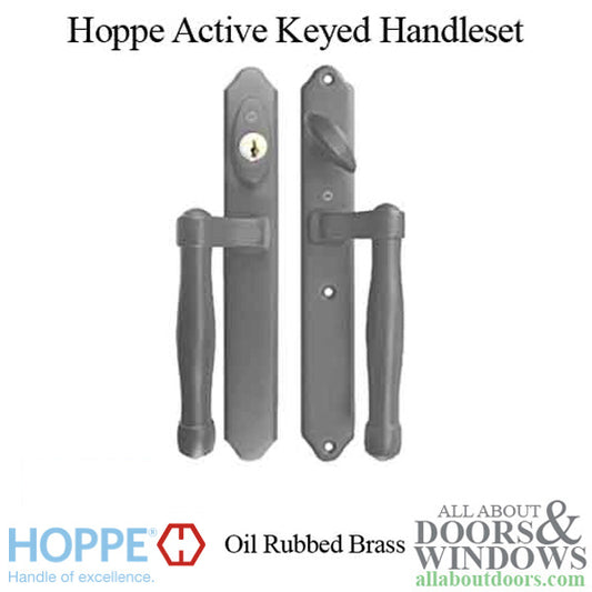 HOPPE HLS 9000 Sliding Door Handle Set Active Keyed Oil Rubbed Brass