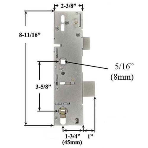 P1000 Active Gearbox, 45/92 Mortise Lock Case Body, American Version - P1000 Active Gearbox, 45/92 Mortise Lock Case Body, American Version