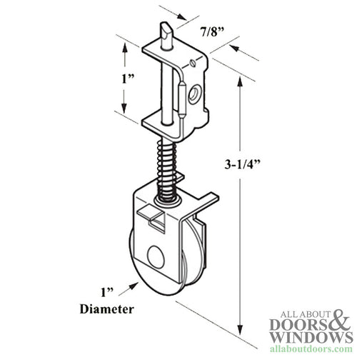 Spring Activated Roller Assembly with 1 Inch Nylon Wheel for Sliding Screen Door - Spring Activated Roller Assembly with 1 Inch Nylon Wheel for Sliding Screen Door