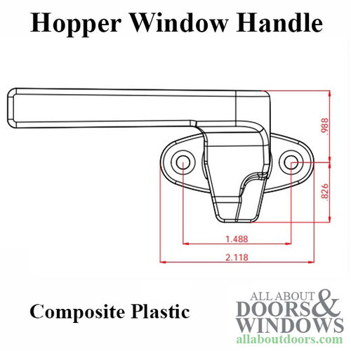 Hopper Window Handle, Plastic - - Hopper Window Handle, Plastic -