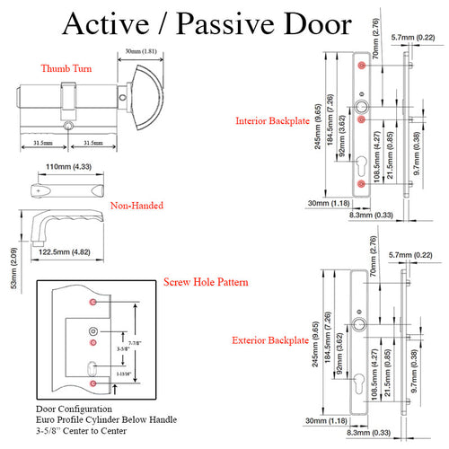 HOPPE Multipoint Lock Handleset, A113/ 2246N, London, Aluminum, Active - Clear Anodized - HOPPE Multipoint Lock Handleset, A113/ 2246N, London, Aluminum, Active - Clear Anodized