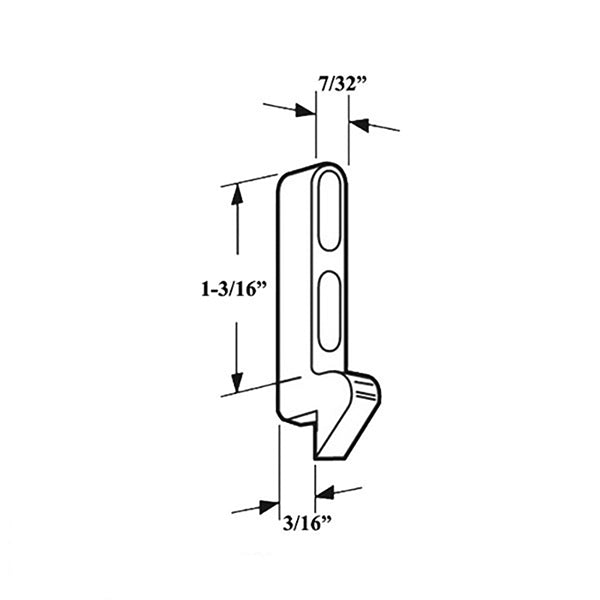 Adjustable Diecast 1-3/16 Inch Latch Strike with 3/16 Inch Offset for Sliding Screen Door - Adjustable Diecast 1-3/16 Inch Latch Strike with 3/16 Inch Offset for Sliding Screen Door