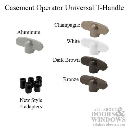 Casement Window Operator Universal Tee Handle, Diecast Zinc - Choose Color - Casement Window Operator Universal Tee Handle, Diecast Zinc - Choose Color