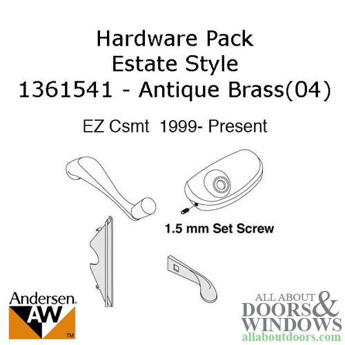 Andersen Window Hardware Pack, EZ Casement, Estate Style - Antique Brass(04) - Andersen Window Hardware Pack, EZ Casement, Estate Style - Antique Brass(04)