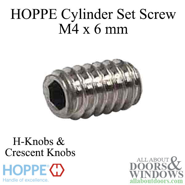 Set Screw (M4 x 6 mm) Used for H knobs and Crescent knobs - Set Screw (M4 x 6 mm) Used for H knobs and Crescent knobs