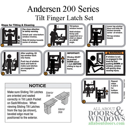 Andersen 200 Series Tilt Finger Latch Set, OLD STYLE - Stone - Andersen 200 Series Tilt Finger Latch Set, OLD STYLE - Stone